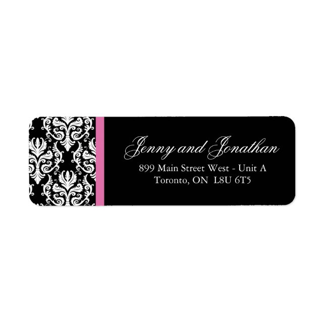 Stylish Damask RSVP Address Labels (Front)