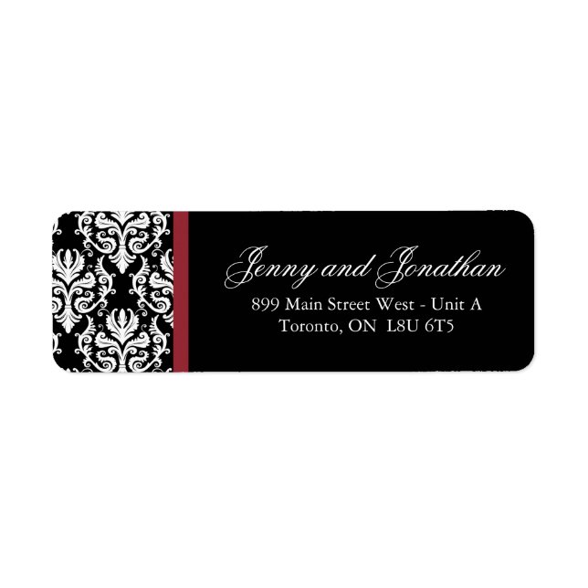 Stylish Damask RSVP Address Labels (Front)