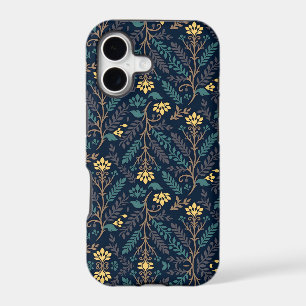 Stylish Dark Blue Fabric Pattern with Floral