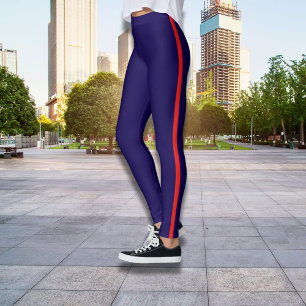 Stylish dark blue Leggings with red Side stripe