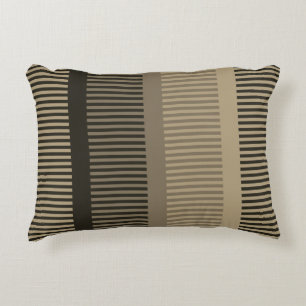 Stylish Dark Brown Grey Stripes Decorative Cushion
