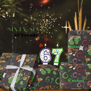 Stylish Dark Gray Trendy Sixty Seven / 67 Wrapping Paper