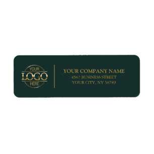 Stylish Dark Green Business Logo Return Address Label