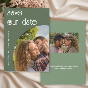 Stylish Dark  Lime Green  Save The Date Card