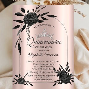 Stylish Dark Roses Gothic Rose Gold Invitation