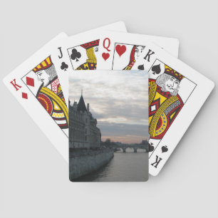 Stylish Deck Cards with beautiful sunset in Paris