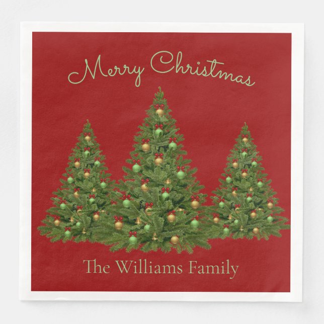 Stylish Decorated Christmas Tree Napkin (Front)