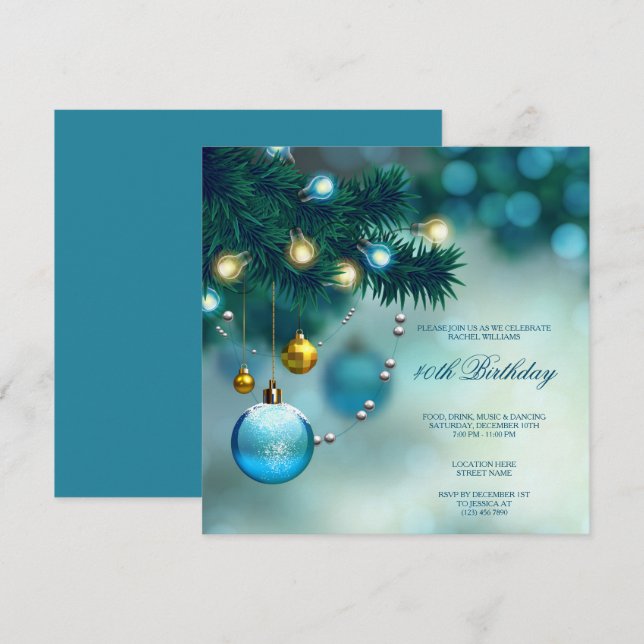 Stylish  Decorations  Christmas Birthday Party Invitation (Front/Back)