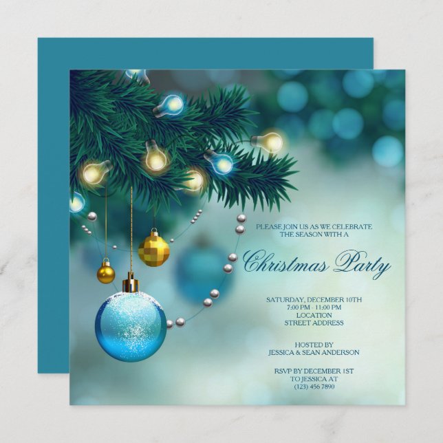 Stylish  Decorations Christmas Party Invitation (Front/Back)