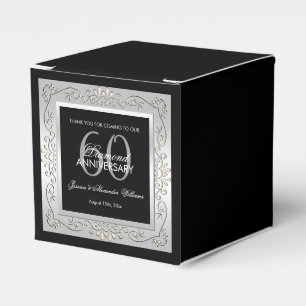 Stylish Decorative Silver 60th Wedding Anniversary Favour Box