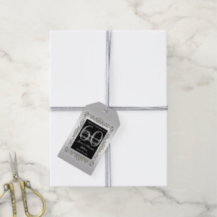 Stylish Decorative Silver 60th Wedding Anniversary Gift Tags