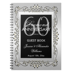 Stylish Decorative Silver 60th Wedding Anniversary Notebook