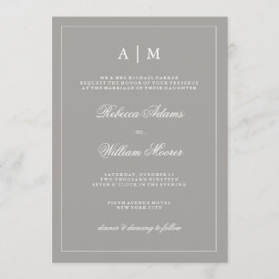 Stylish Deep Grey Wedding Invitation