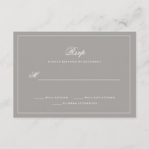 Stylish Deep Grey Wedding RSVP Card