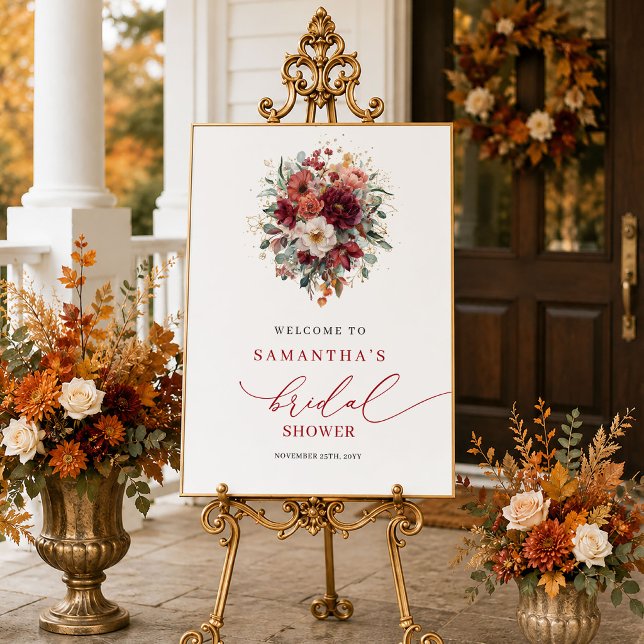 Stylish deep red fall bridal shower welcome sign d (Stylish deep red fall bridal shower welcome sign decor

)