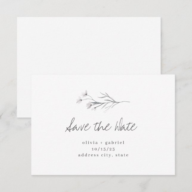 Stylish delicate simple Minimalist Calligraphy Save The Date (Front/Back)