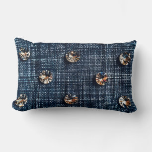 Stylish Denim and Diamond Lumbar Pillow
