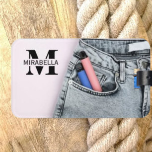 Stylish denim jeans retro beach luggage tag