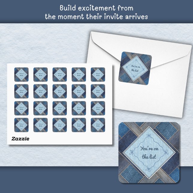 Stylish Denim Party Square Envelope Seal Sticker (Stylish Denim Party Square Envelope Seal Sticker)