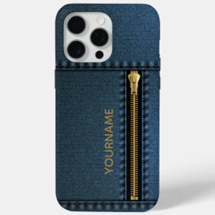 Stylish Denim with Zipper  iPhone 15 Pro Max Case