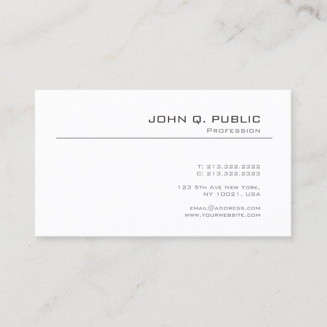 Stylish Design Minimalistic Chic Plain Trendy Business Card (Front)