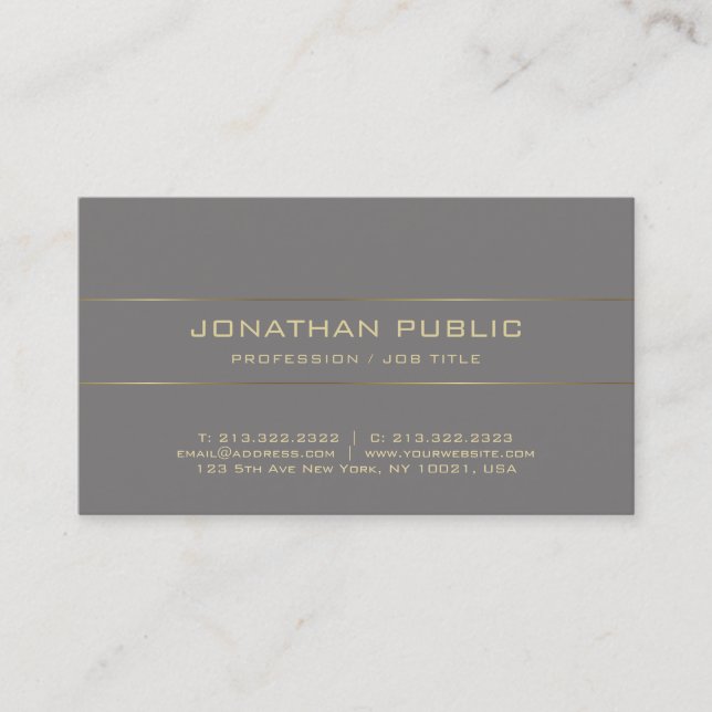 Stylish Design Modern Gold Elite Plain Luxury Business Card (Front)