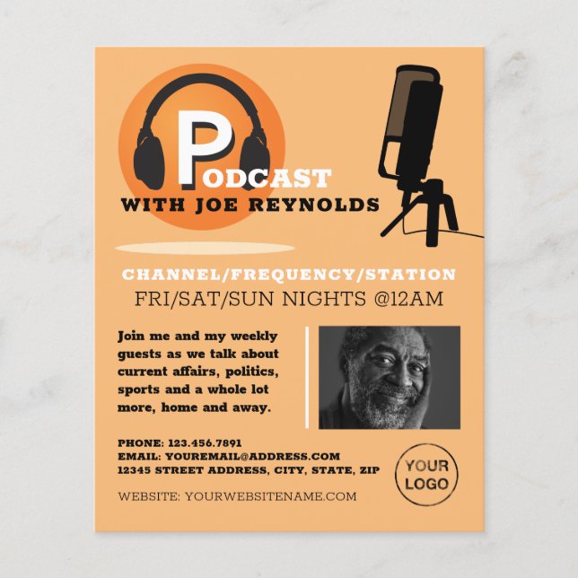 Stylish Design, Podcaster, Podcast Advertising Flyer (Front)