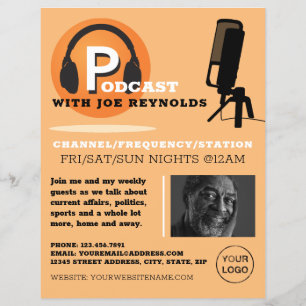 Stylish Design, Podcaster, Podcast Advertising Flyer
