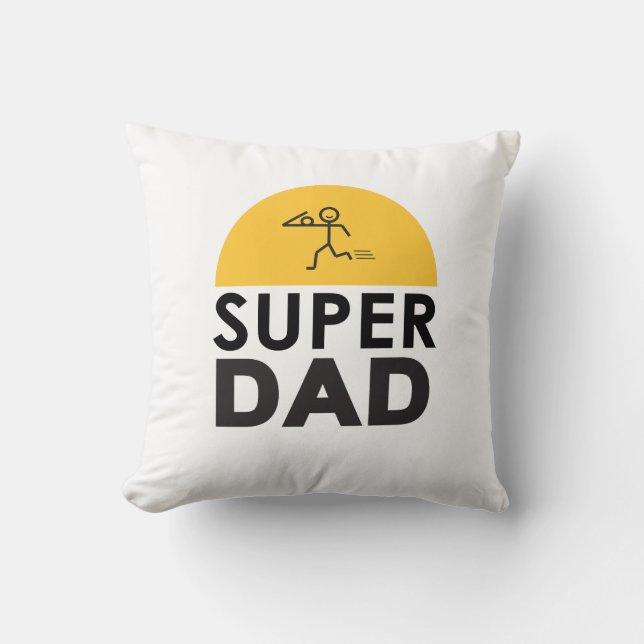 Stylish Design "SUPER DAD" Personalised Wishes Cushion (Front)