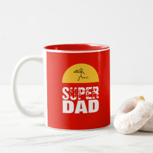 Stylish Design "SUPER DAD" Personalised Wishes Two-Tone Coffee Mug