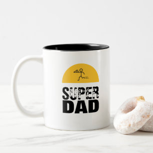 Stylish Design "SUPER DAD" Personalized Wishes Two-Tone Coffee Mug