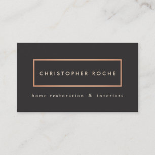 Stylish Designer Copper Frame Warm Black Business Card