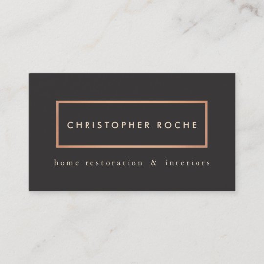 Stylish Designer Copper Frame Warm Black Business Card ...