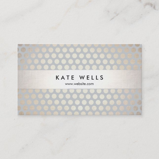 Stylish Designer Gold and Grey Circle Pattern Business Card (Front)