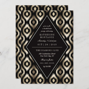 Stylish Diamond Ikat Pattern Bachelorette Party Invitation
