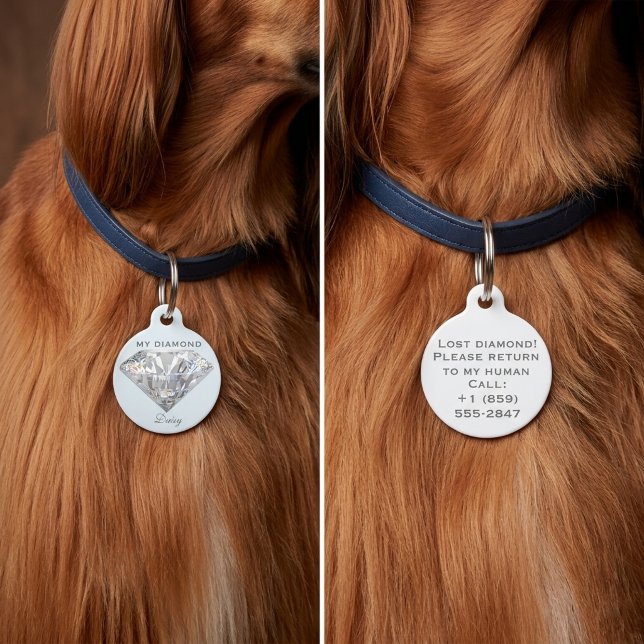 Stylish Diamond Jewelry Personalized Round Pet Tag (Creator Uploaded)