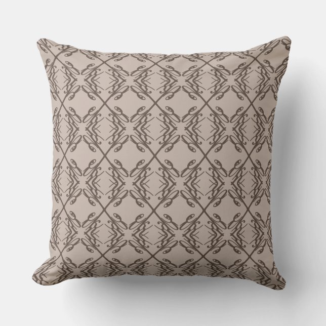 Stylish Diamond Pattern in Coffee Brown & Beige Cushion (Front)