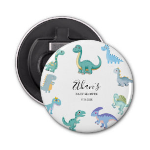 Stylish Dinosaur Baby Shower White Bottle Opener