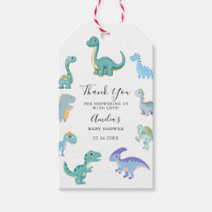 Stylish Dinosaur Baby Shower White Gift Tags