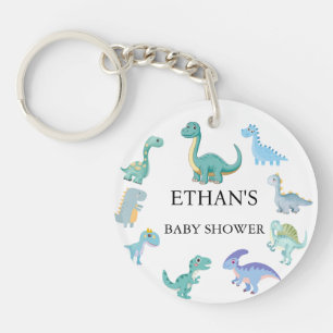 Stylish Dinosaur Baby Shower White Key Ring