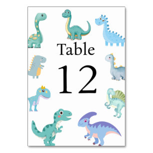 Stylish Dinosaur Baby Shower White Table Number