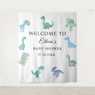 Stylish Dinosaur Baby Shower White Tapestry