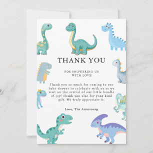 Stylish Dinosaur Baby Shower White Thank You Card