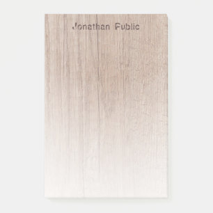 Stylish Distressed Text Brown Wood Look Template Post-it Notes