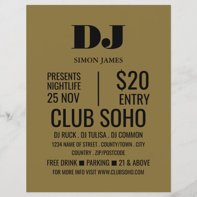 Stylish DJ, Club Event Advertising Flyer (Front)