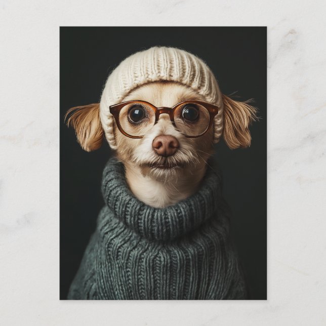 Stylish Dog in Cosy Outfit Postcard (Front)