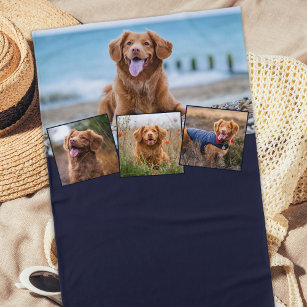 Stylish DOG Personalised Pet 4 Photo Collage Beach Towel