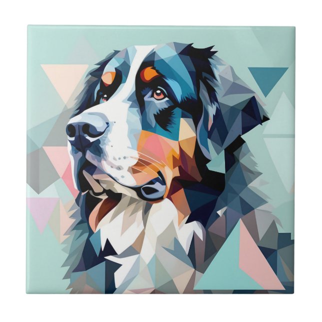 Stylish dog portrait bernese mountain ceramic tile (Front)