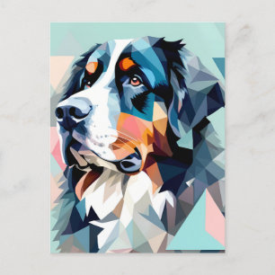Stylish dog portrait bernese mountain postcard