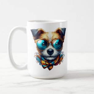 Stylish Dog With Glasses Colorful Modern Pet Art Coffee Mug